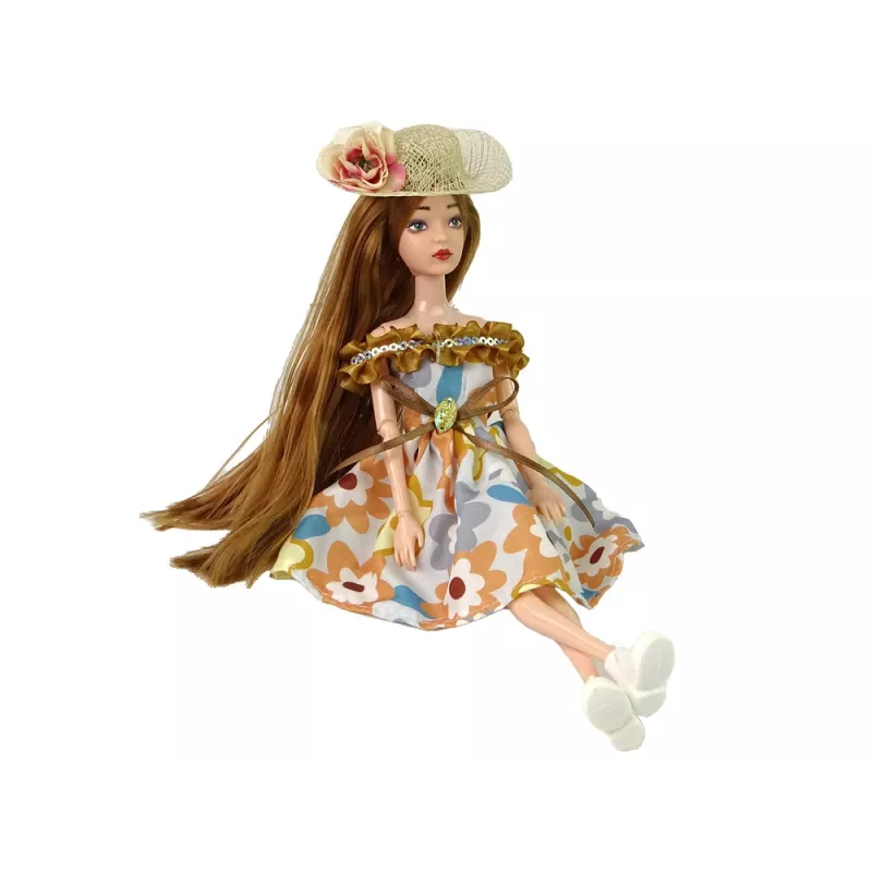 LEAN TOYS Boneca bebé Emily outono com cabelo ruivo e chapéu