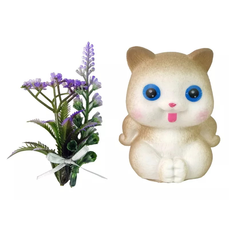 LEAN TOYS Boneca bebé Emily com tranças, gato e flores