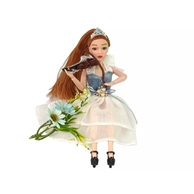 LEAN TOYS Boneca bebé Emily violino com flores