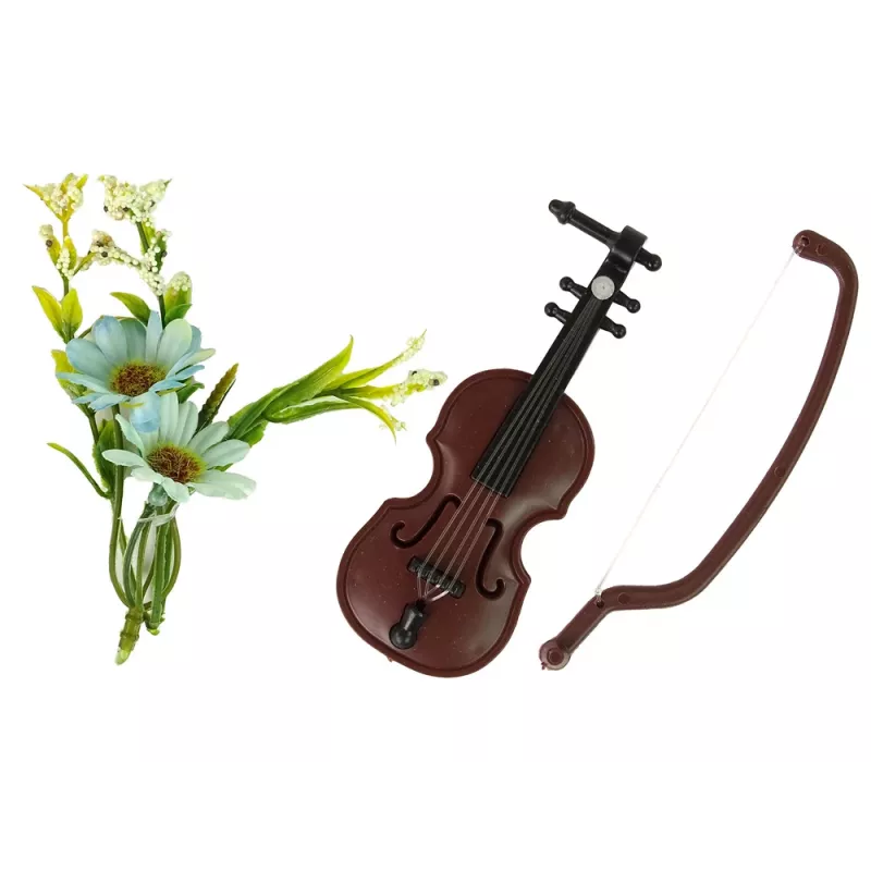 LEAN TOYS Boneca bebé Emily violino com flores