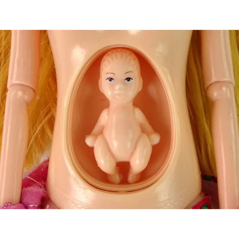 LEAN TOYS Boneca Bebé Grávida Vestido Rosa Flores