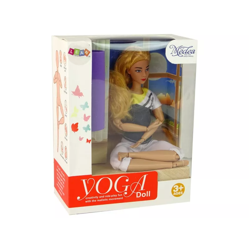 LEAN TOYS Boneca bebé tapete de yoga cabelo loiro comprido