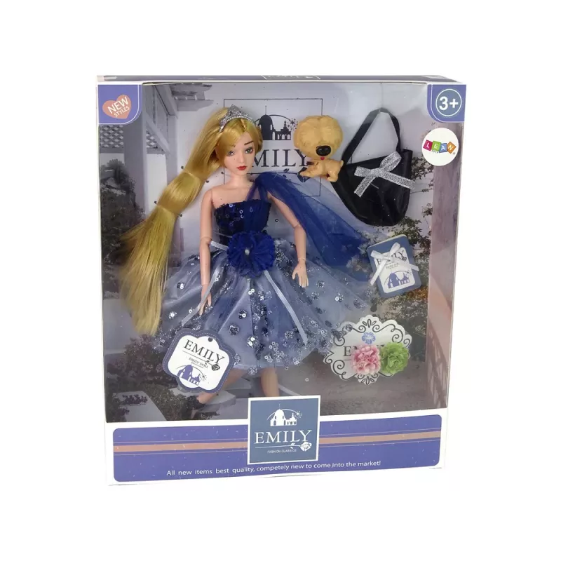 LEAN TOYS Boneca bebé Emily com mala de cão e flores