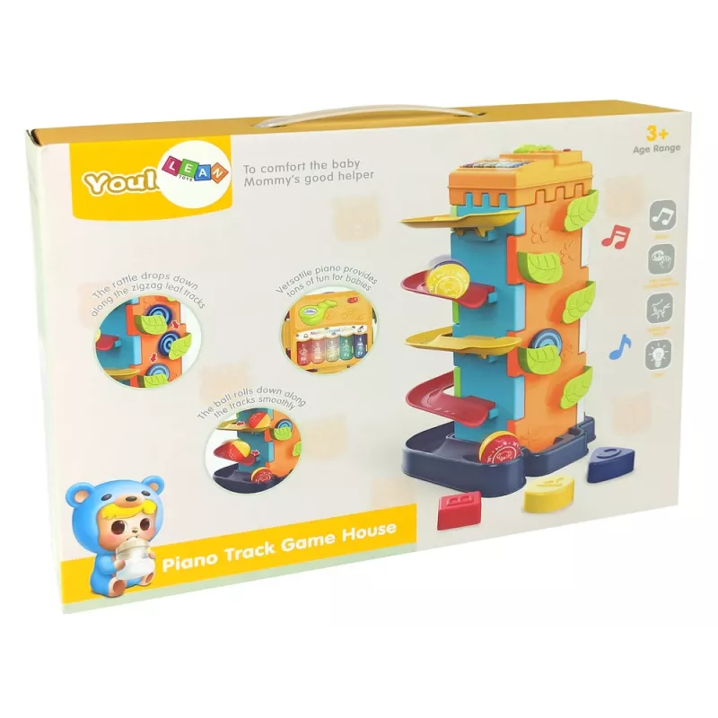 LEAN TOYS Escorrega de bolas bloco educativo classificador com piano