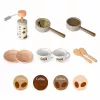 LEAN TOYS Conjunto de barista Máquina de café Acessórios de madeira rosa