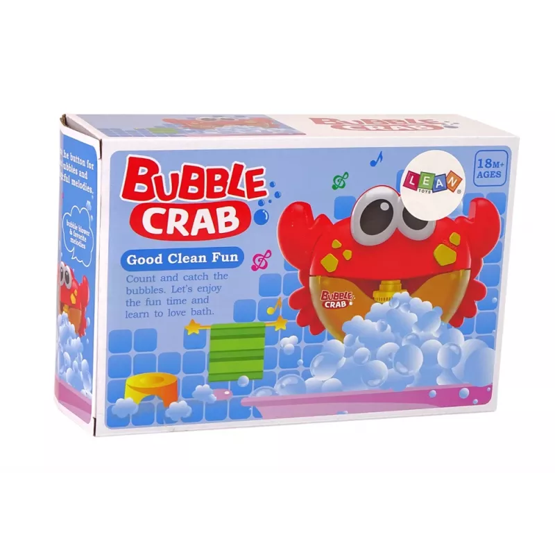 LEAN TOYS Brinquedo de Banho Máquina de Bolas de Sabão Caranguejo Vermelho