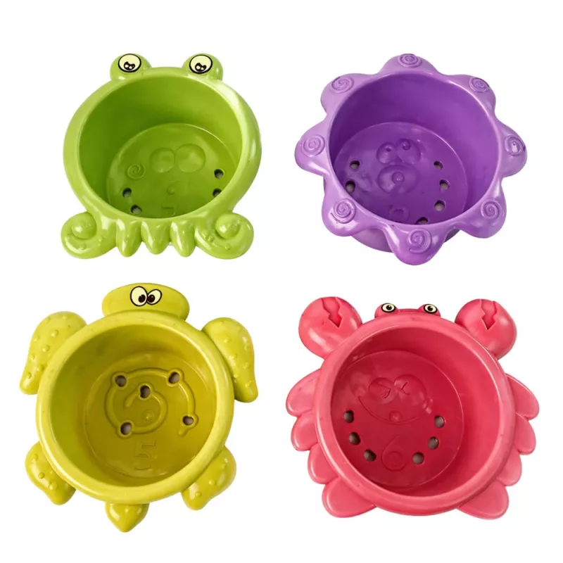 LEAN TOYS Conjunto de Brinquedos de Banho: Barco, Animais Marinhos, Cascata, Ventosas
