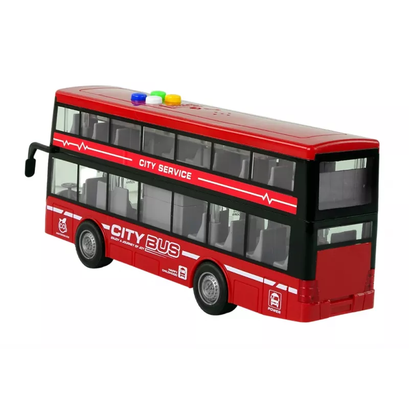 LEAN TOYS Autocarro de dois andares a pilhas com luz e som, fricção, vermelho