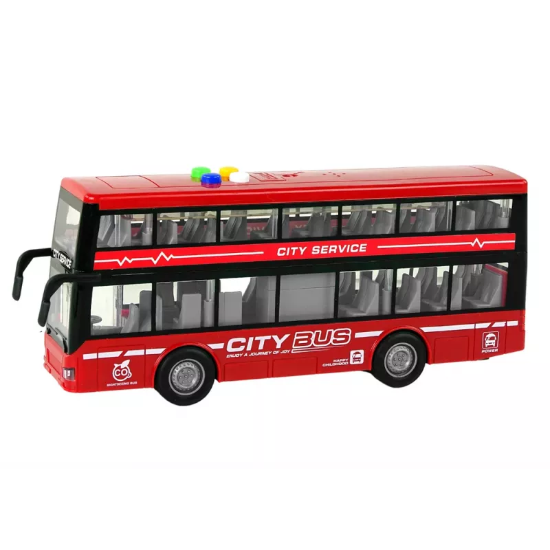 LEAN TOYS Autocarro de dois andares a pilhas com luz e som, fricção, vermelho