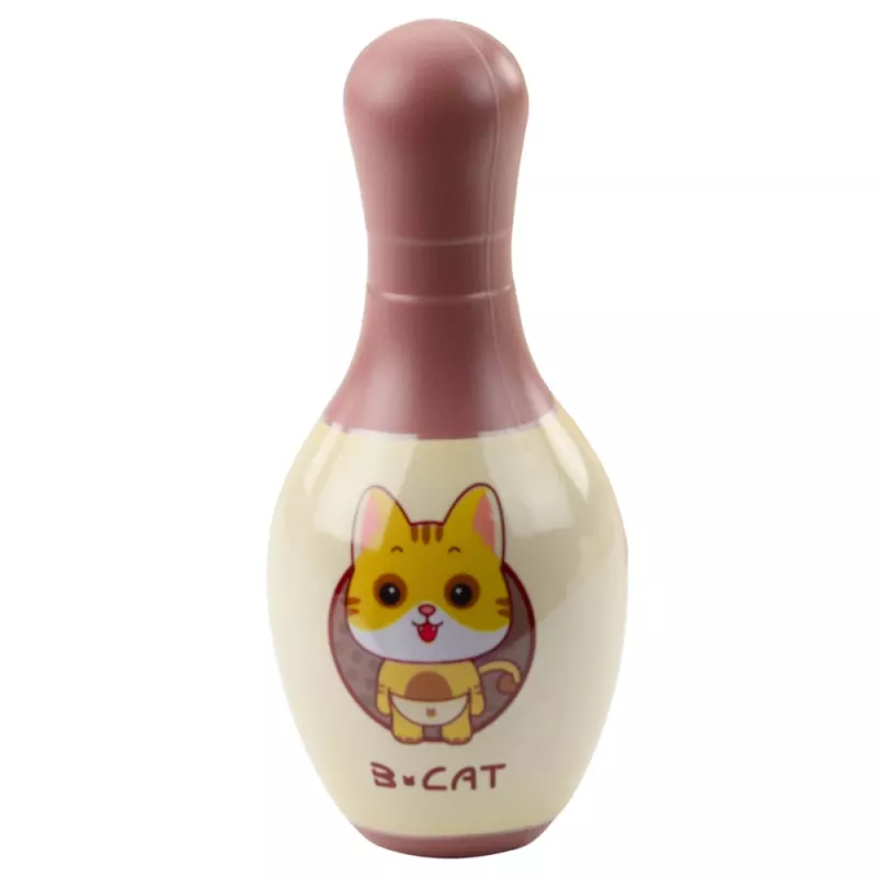LEAN TOYS Conjunto de bowling com gatos para crianças, 10 pinos de bowling, 2 bolas coloridas