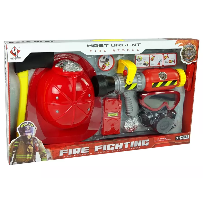 LEAN TOYS Conjunto de brigada extintor máscara de água capacete vermelho