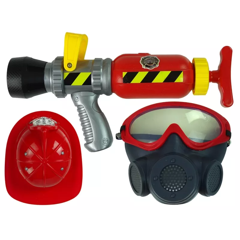 LEAN TOYS Conjunto de brigada extintor máscara de água capacete vermelho