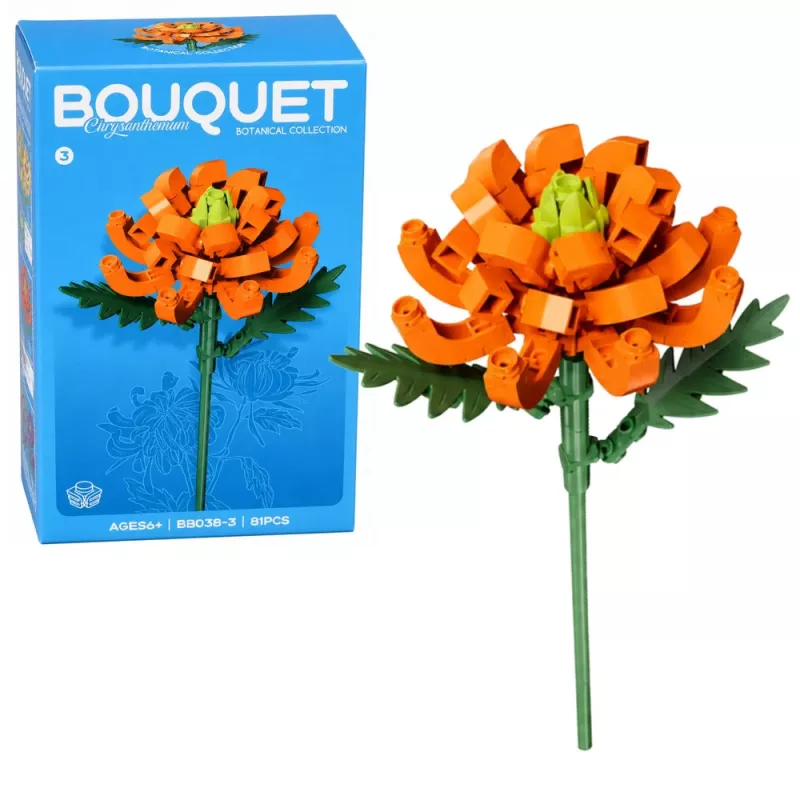 LEAN TOYS blocos de construção flor individual com caule mix colorido 71-106 peças