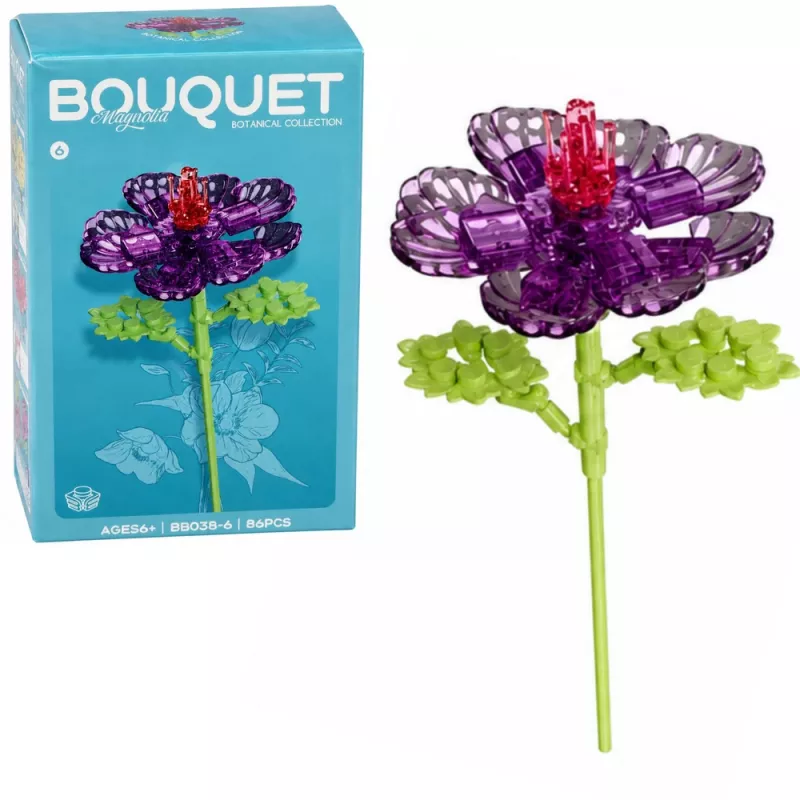LEAN TOYS blocos de construção flor individual com caule mix colorido 71-106 peças