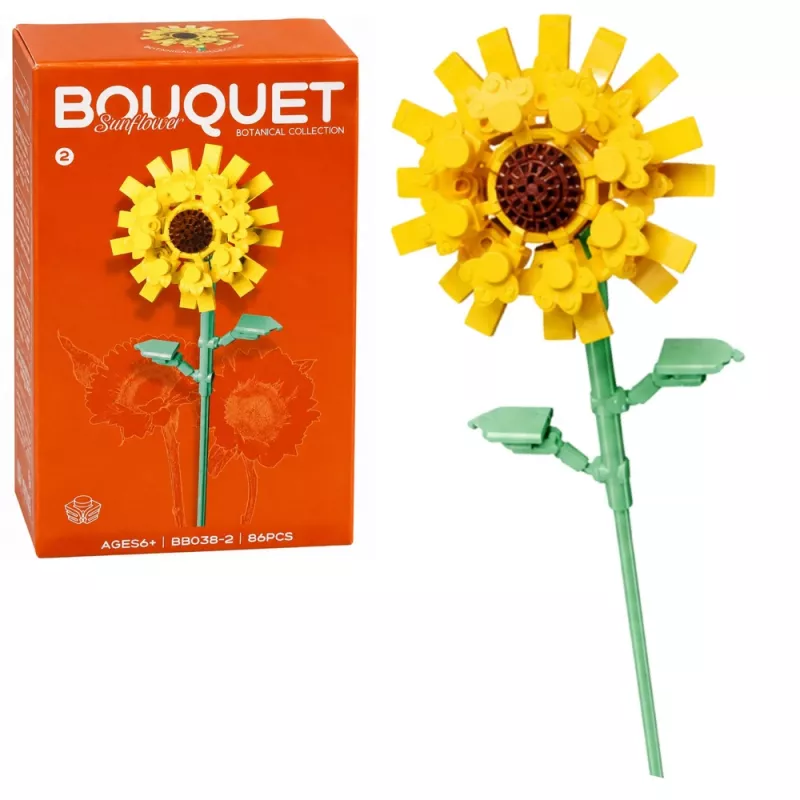 LEAN TOYS blocos de construção flor individual com caule mix colorido 71-106 peças