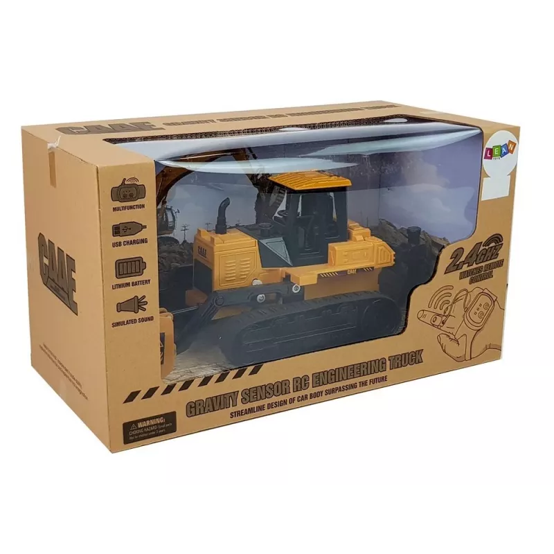 Bulldozer LEAN TOYS com rastos, controlado por gestos, 2.4G, 1:28