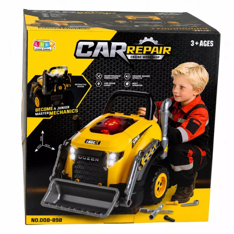 Bulldozer escavadora desmontável LEAN TOYS - Pequeno Faz-Tudo com luzes, sons e efeito de vapor (3+ anos)