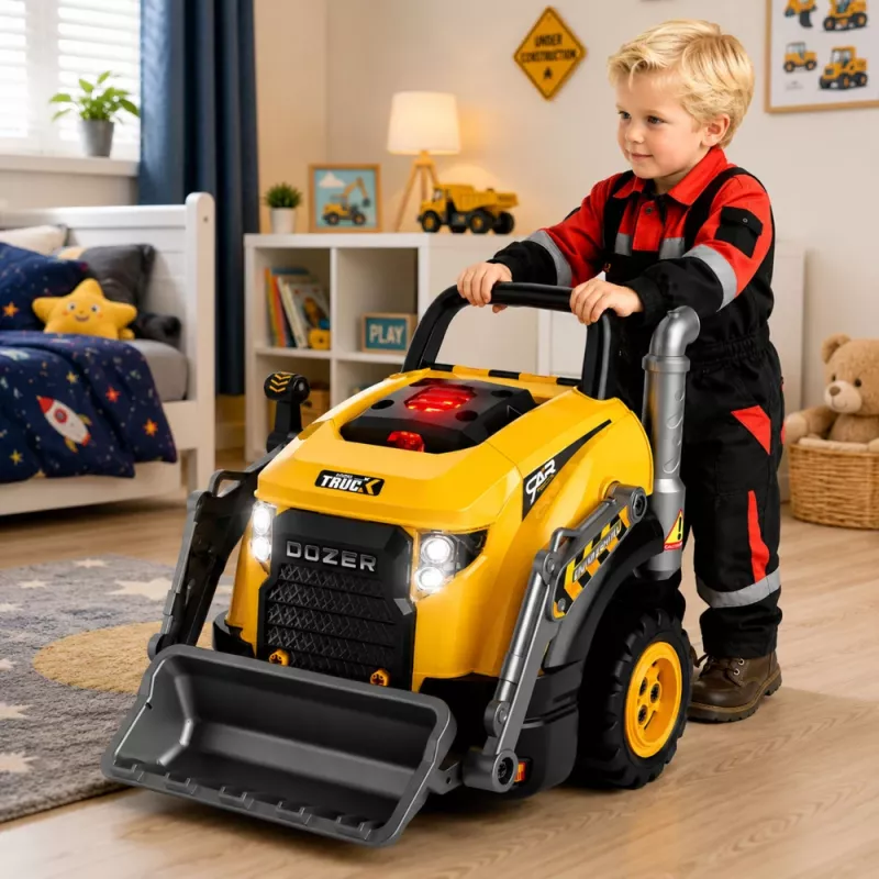 Bulldozer escavadora desmontável LEAN TOYS - Pequeno Faz-Tudo com luzes, sons e efeito de vapor (3+ anos)