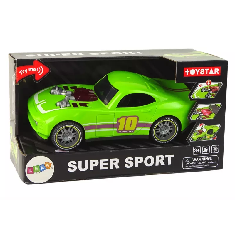 LEAN TOYS Carro 1:14 Verde Desportivo Som Luz Veículo