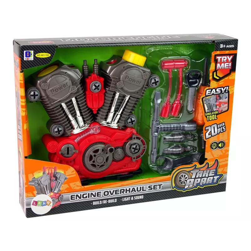 LEAN TOYS Motor de Carro para o Pequeno Mecânico - Montagem DIY com Luz e Som