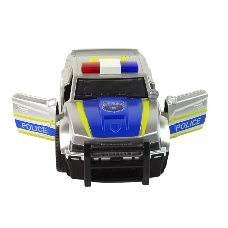LEAN TOYS Carro Polícia 1:14 Luzes Sons Prateado