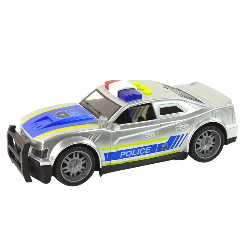 LEAN TOYS Carro Polícia 1:14 Luzes Sons Prateado