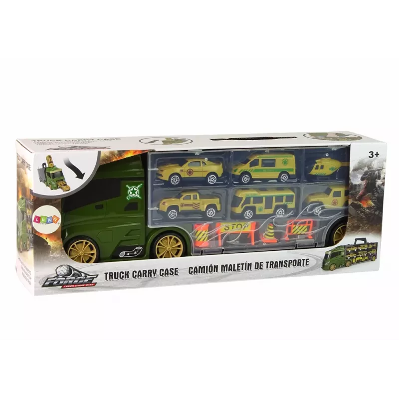 LEAN TOYS Carrinho de Reboque com Motor de Mola e Mala para Carros Verdes