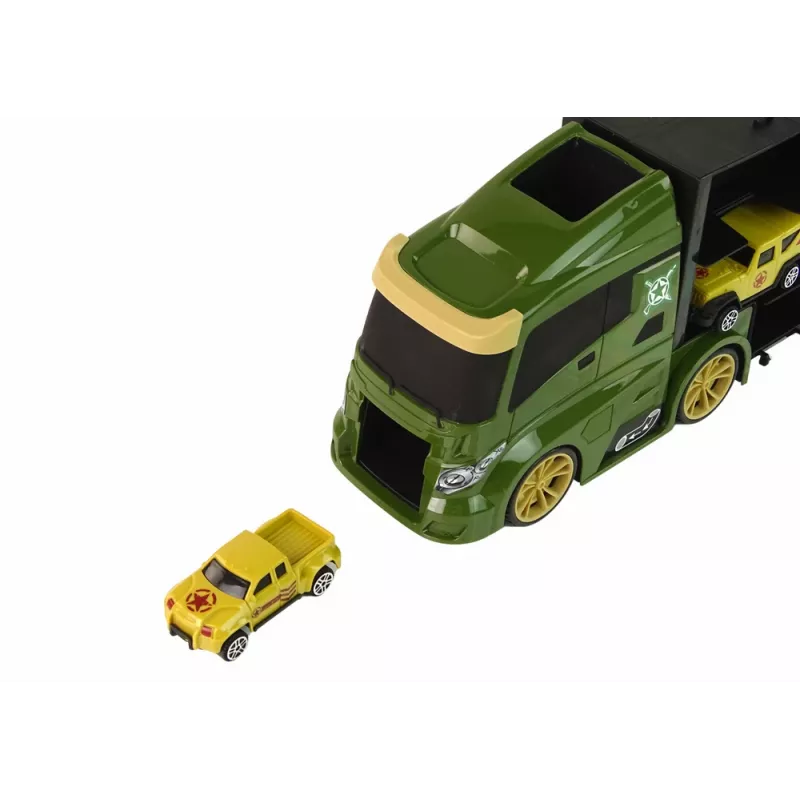 LEAN TOYS Carrinho de Reboque com Motor de Mola e Mala para Carros Verdes