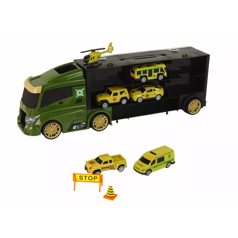LEAN TOYS Carrinho de Reboque com Motor de Mola e Mala para Carros Verdes