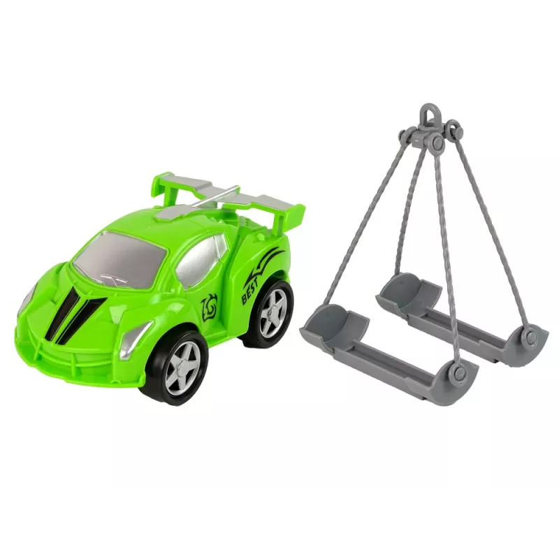 LEAN TOYS camião de reboque de assistência na estrada com transporte de carros 1:16 verde com som e luzes
