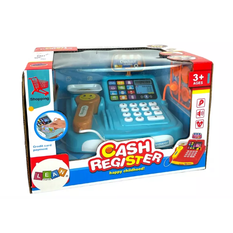 LEAN TOYS Caixa registadora com balança para embalagens de bolachas, pilha e scanner