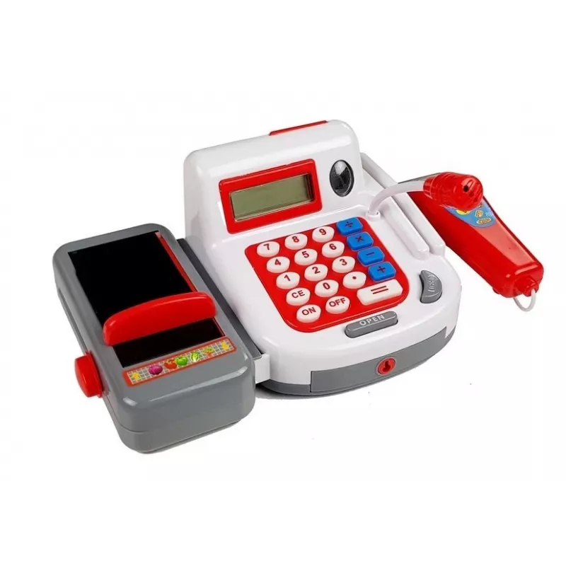 LEAN TOYS Caixa registadora com carrinho de compras, cestos e acessórios | Conjunto de faz de conta de 35 peças com calculadora funcional, scanner iluminado, microfone, carrinho de compras e cesto | Para crianças a partir dos 3 anos