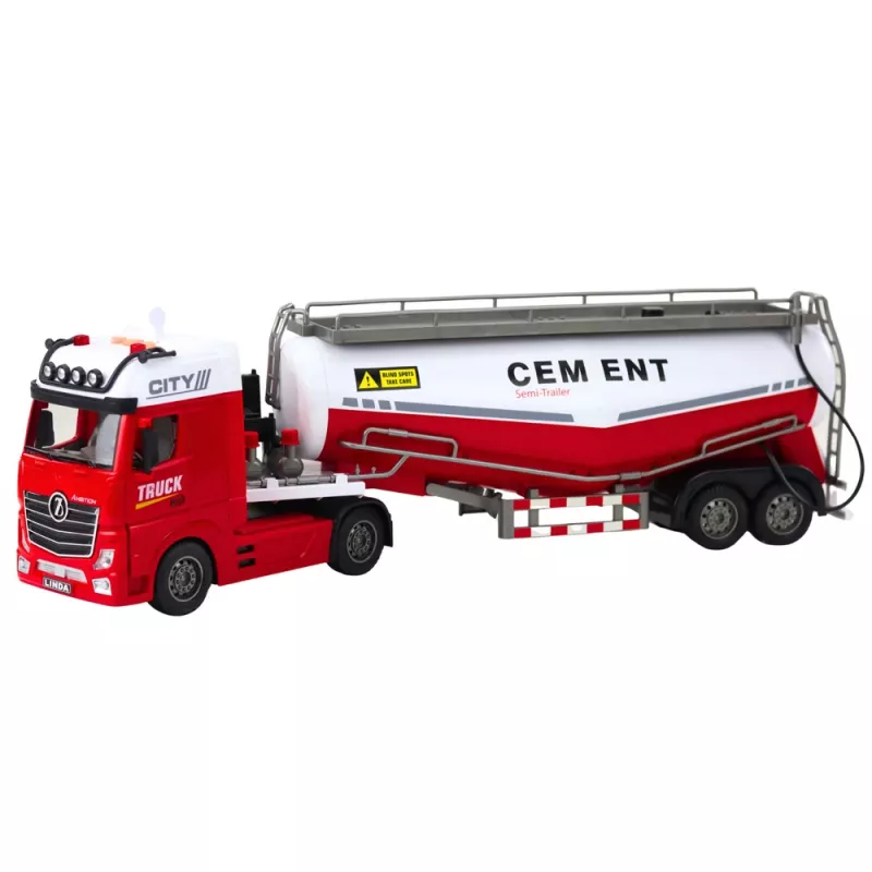 Camião-cisterna de cimento LEAN TOYS com função de despejar água, luzes e sons