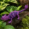 LEAN TOYS figura de borracha de camaleão extensível realista réptil roxo 14 cm