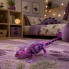 LEAN TOYS figura de borracha de camaleão extensível realista réptil roxo 14 cm