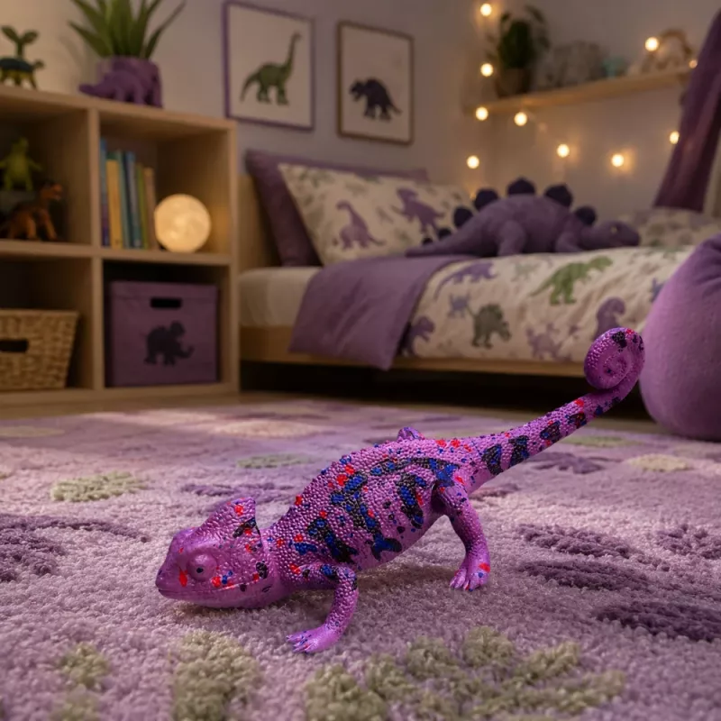 LEAN TOYS figura de borracha de camaleão extensível realista réptil roxo 14 cm