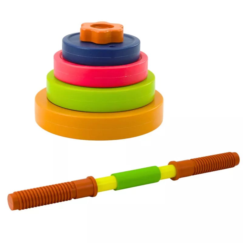 LEAN TOYS Haltere para crianças, espuma antiderrapante, 8 discos, plástico, colorido