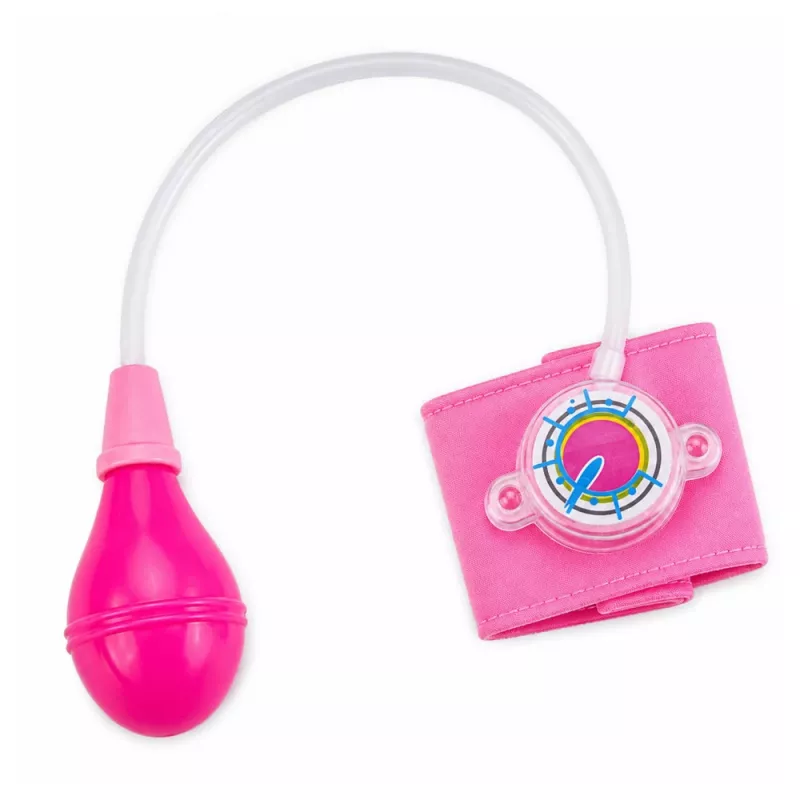 LEAN TOYS Medidor de tensão arterial infantil com ponteiro móvel rosa
