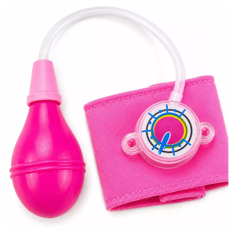 LEAN TOYS Medidor de tensão arterial infantil com ponteiro móvel rosa