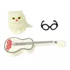 LEAN TOYS Boneca para criança Emily com guitarra, óculos, cabelo loiro comprido e gatinho