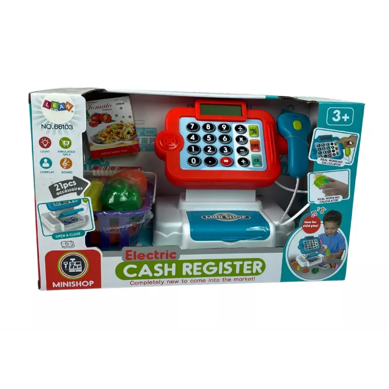 LEAN TOYS Caixa registadora para crianças com cesto de legumes