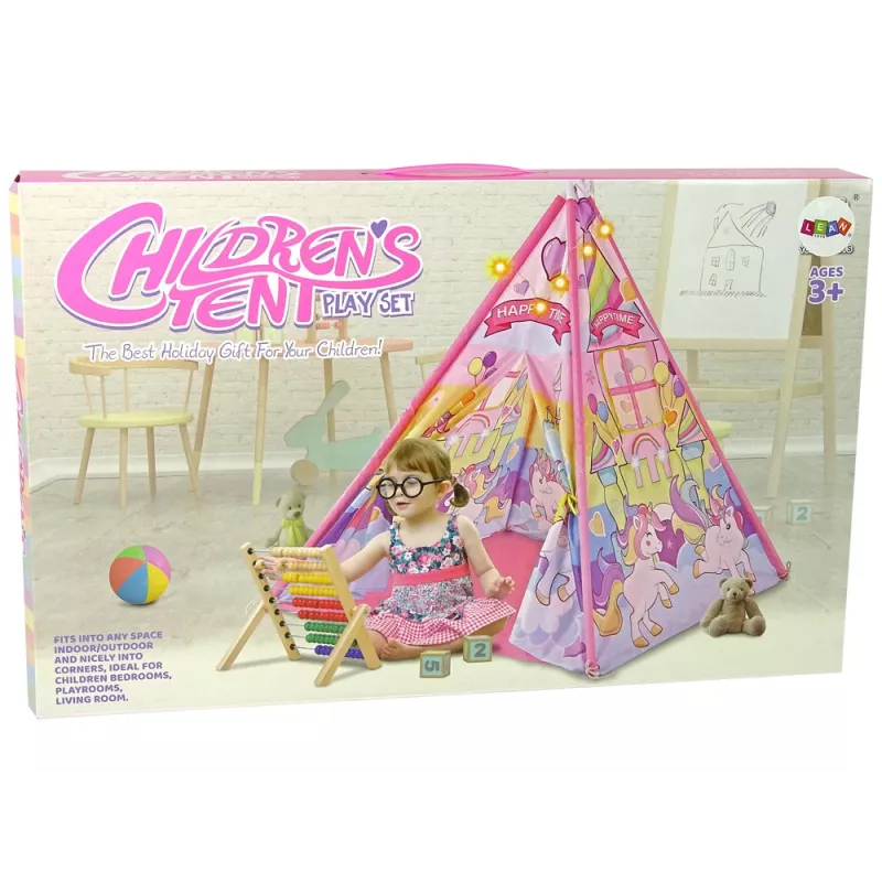 LEAN TOYS Tenda luminosa para criança unicórnio póneis rosa