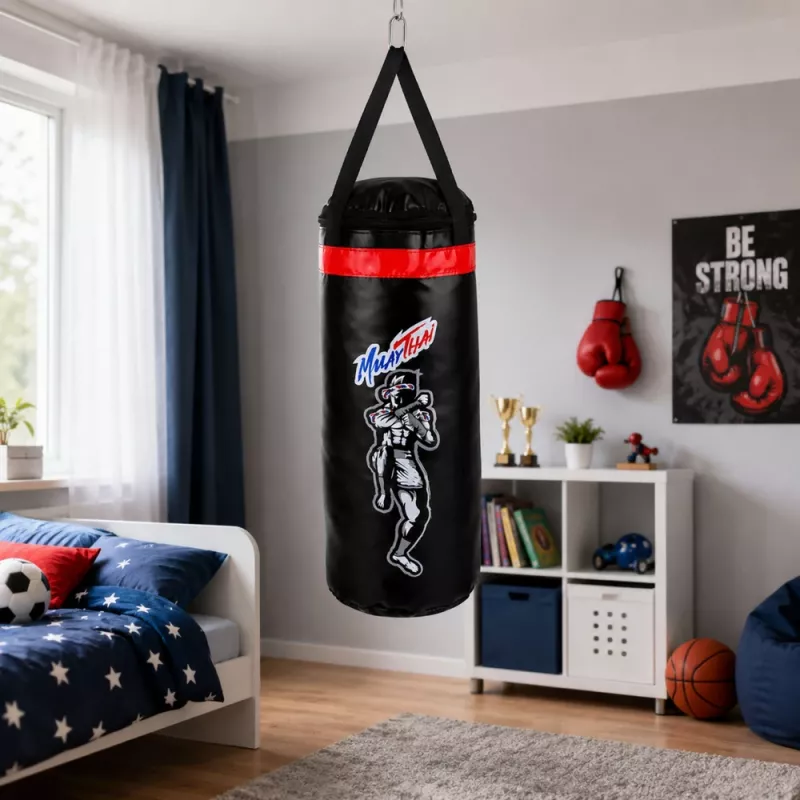 LEAN TOYS Conjunto de saco de boxe para criança Luvas MUAY THAI 55x17cm M