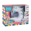 Máquina de costura para crianças Lean Toys - branco, a pilhas, brinquedo realista com pedal e luz LED