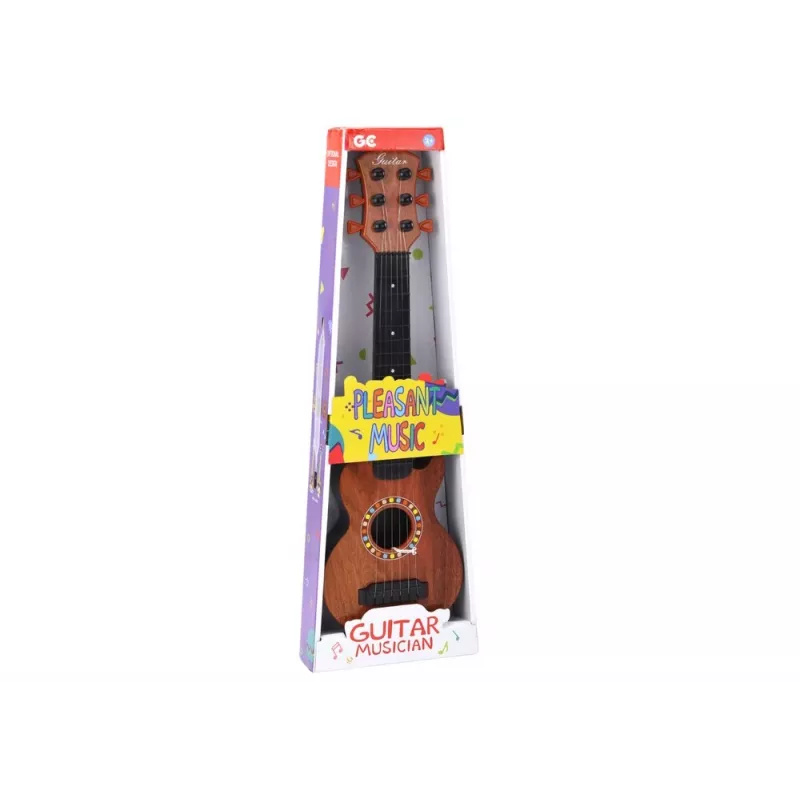 LEAN TOYS Guitarra infantil com acabamento em madeira castanha e palheta, 6 cordas de nylon, acústica, a partir dos 3 anos