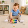 LEAN TOYS Xilofone-piano infantil, instrumento musical colorido 2 em 1 com baqueta