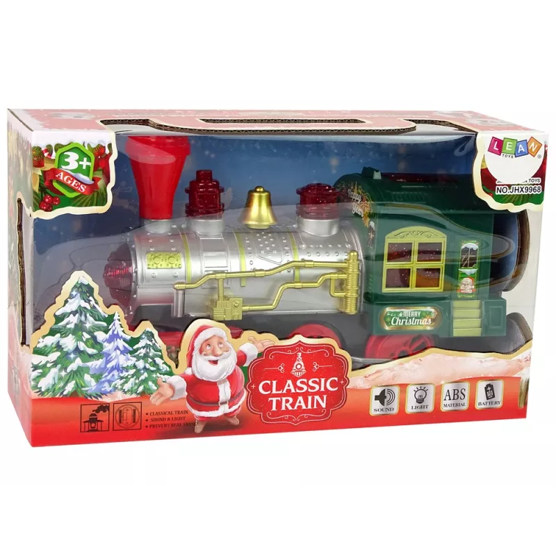 LEAN TOYS Locomotiva de Natal Luzes Som Verde a Pilhas
