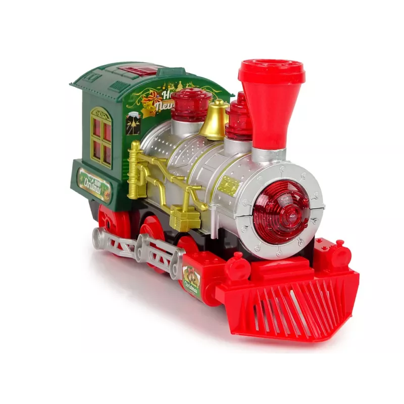 LEAN TOYS Locomotiva de Natal Luzes Som Verde a Pilhas
