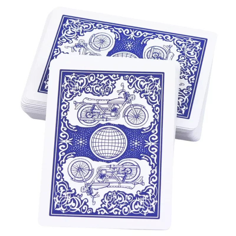 Cartas de jogar clássicas com revestimento de plástico azul LEAN TOYS - tamanho póquer, 54 cartas, resistentes a salpicos