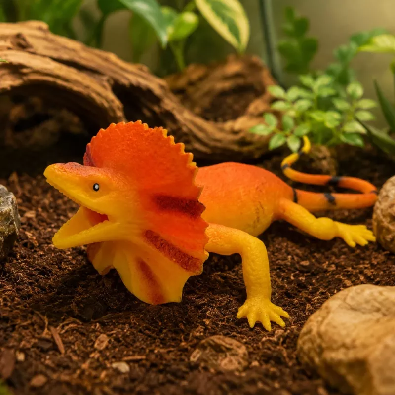 LEAN TOYS Collared Lizard Figura de borracha esticável realista 19cm
